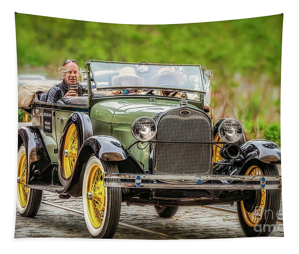 Car Tapestry featuring the photograph Sunday afternoon drive in a 1929 Ford Model A by Shelia Hunt
