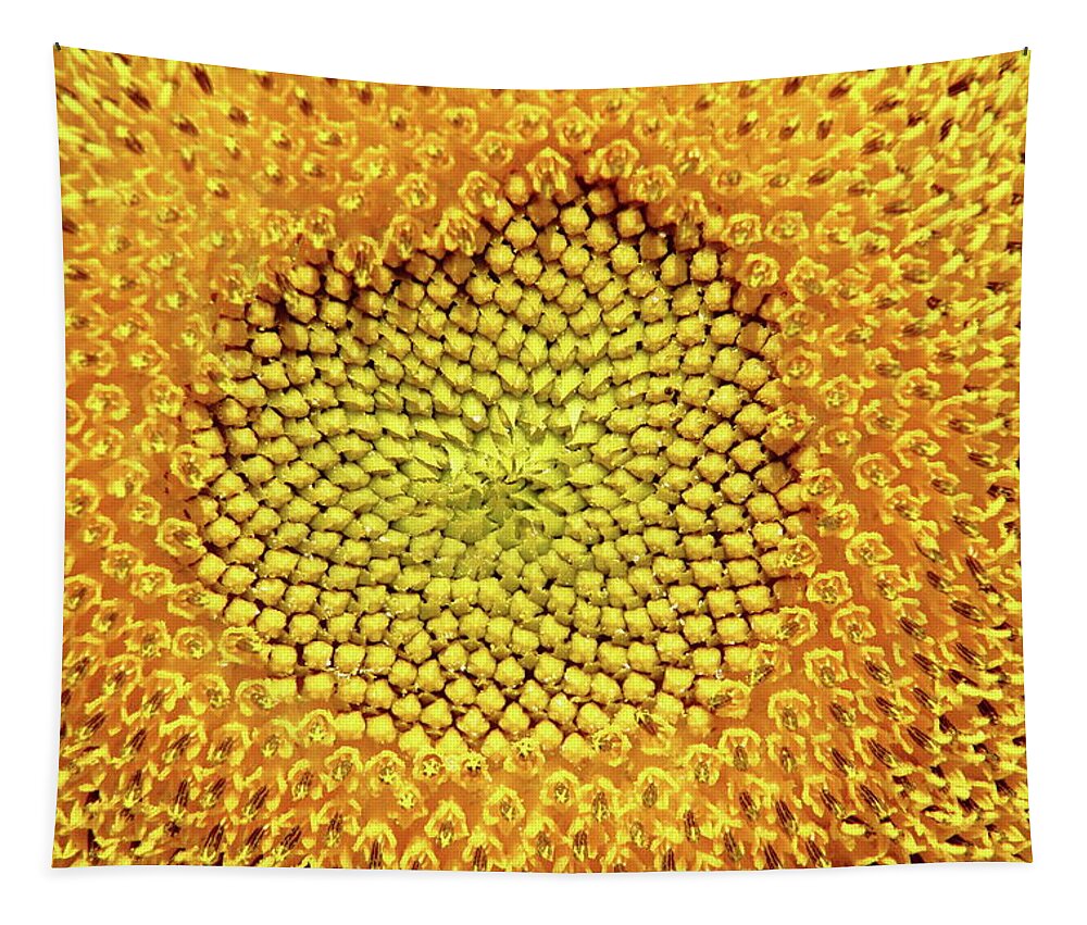 Sunflower Tapestry featuring the photograph Sunflower Center by Lens Art Photography By Larry Trager
