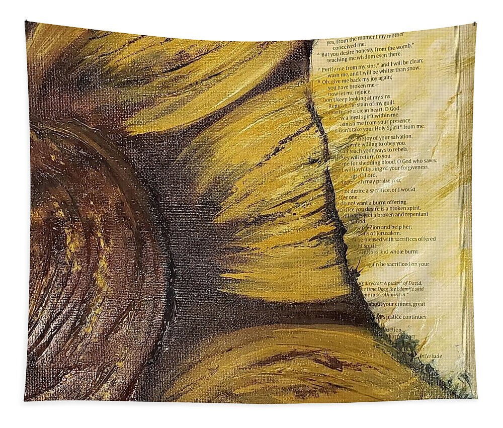  Tapestry featuring the mixed media Sunflower Rhema Art by Brenda Kay Deyo