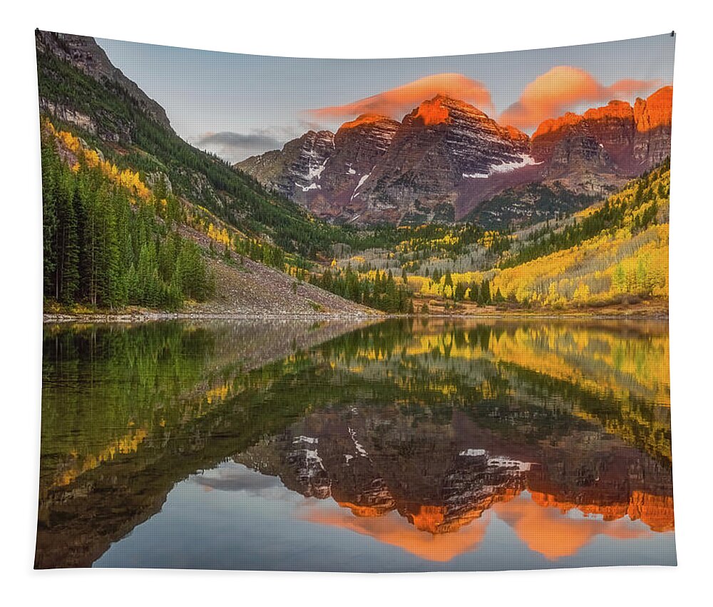 Mountains Tapestry featuring the photograph Sunkissed Peaks by Darren White