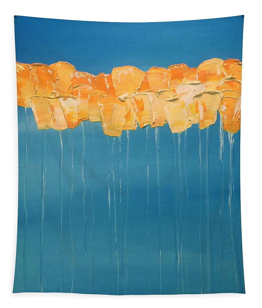 Sun Tapestry featuring the mixed media Sunny Disposition by Linda Bailey
