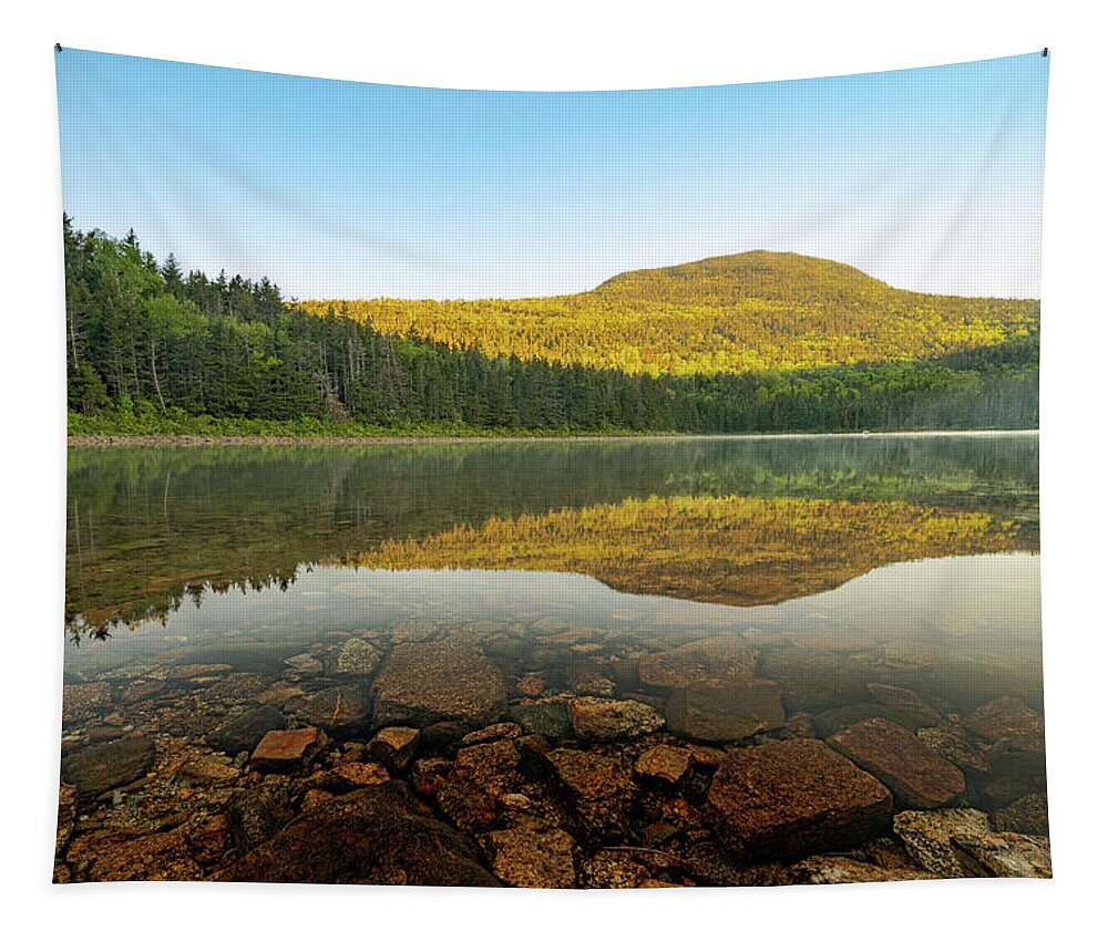 Mountain Tapestry featuring the photograph Sunrise at East Pond in the White Mountain National Forest by William Dickman