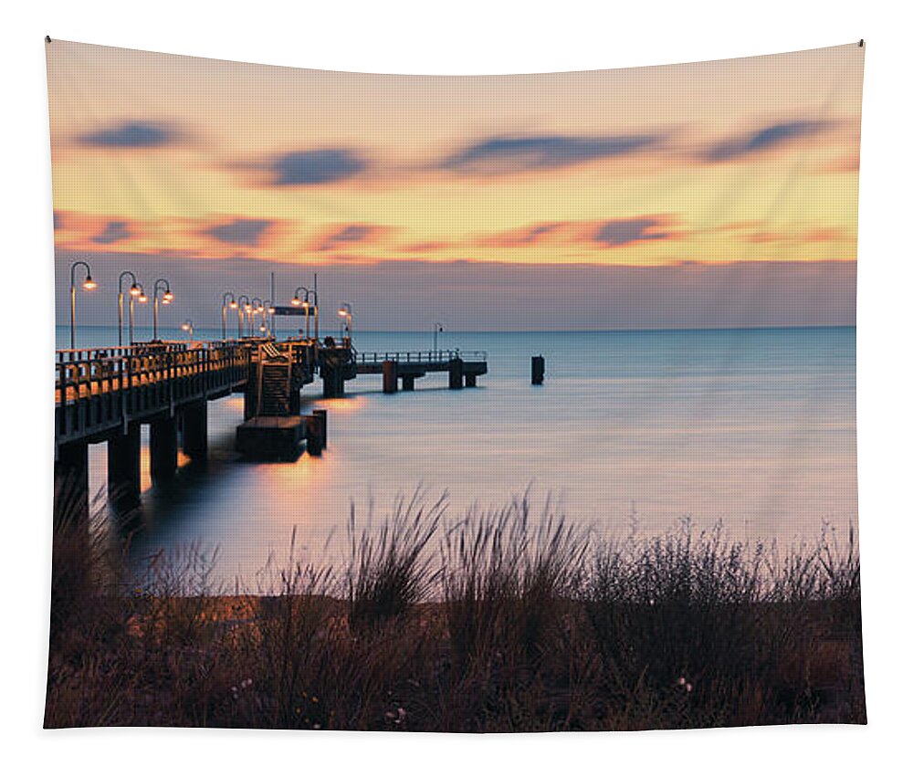 Gohren Tapestry featuring the photograph Sunrise at Gohren on Rugen Island 1 by Henk Meijer Photography