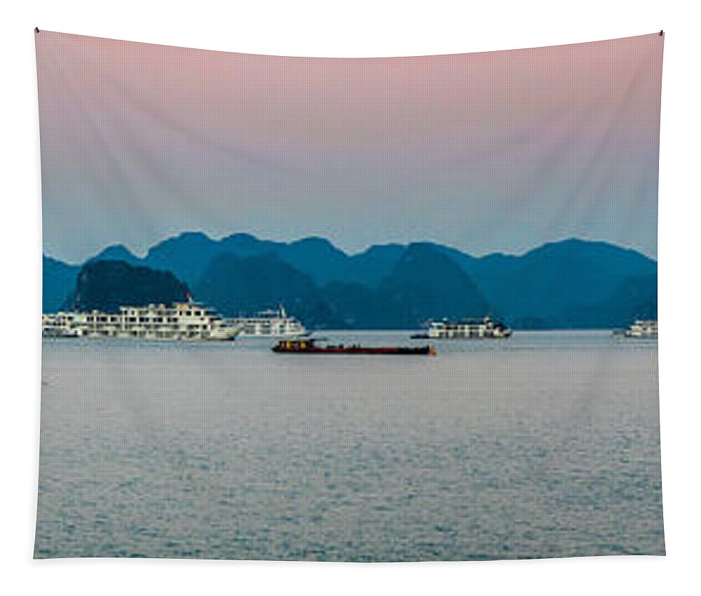 Sunrise Tapestry featuring the photograph Sunrise at Halong Bay by Rich Isaacman