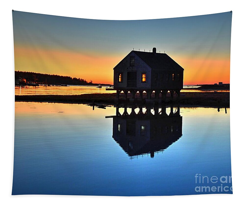Cape Porpoise Tapestry featuring the photograph Sunrise at the Fishing Shack by Steve Brown