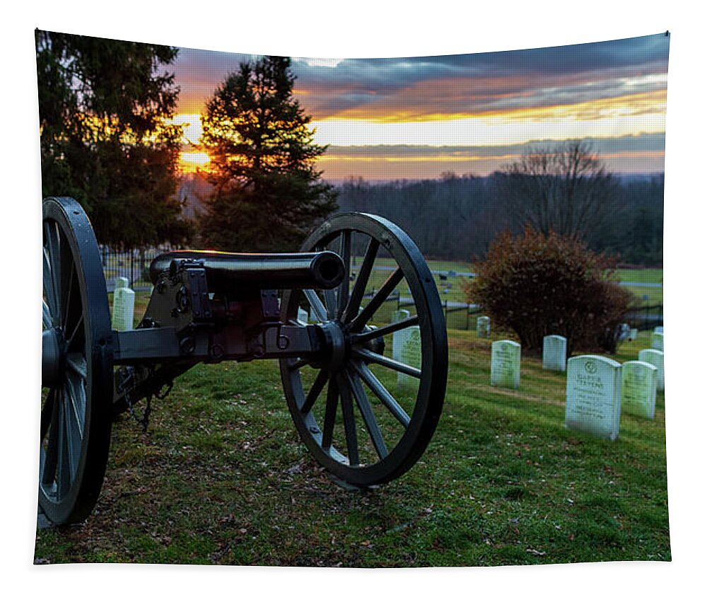 America Tapestry featuring the photograph Sunrise in Gettysburg by Amelia Pearn