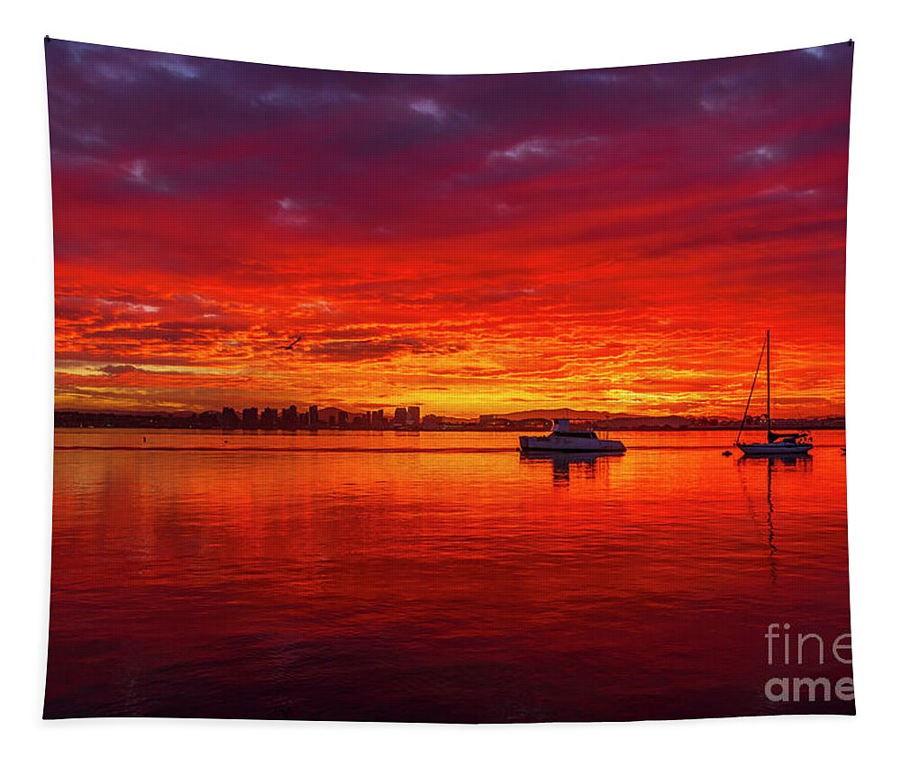 Sunrise Tapestry featuring the photograph Sunrise in San Diego by Rich Cruse