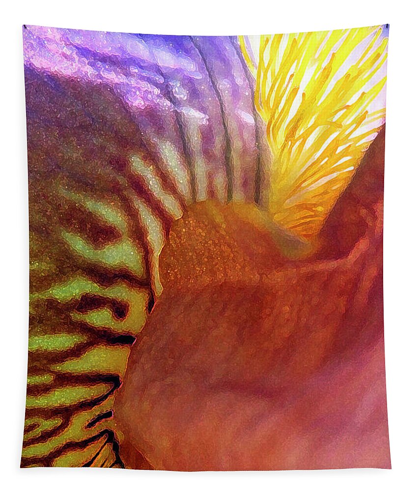 Iris Tapestry featuring the digital art Sunrise Iris Flowerscape 3 by Laura Davis