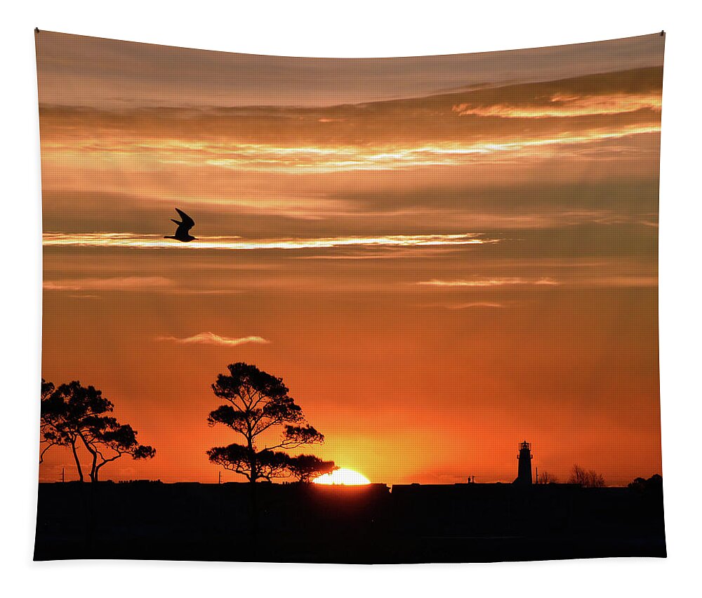 Sunrise Tapestry featuring the photograph Sunrise over Fenwick Island Square by Bill Swartwout
