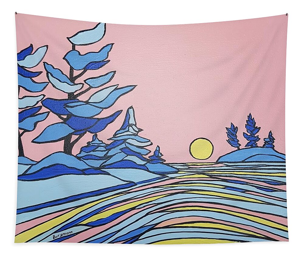 Landscape Tapestry featuring the painting Sunrise by Petra Burgmann
