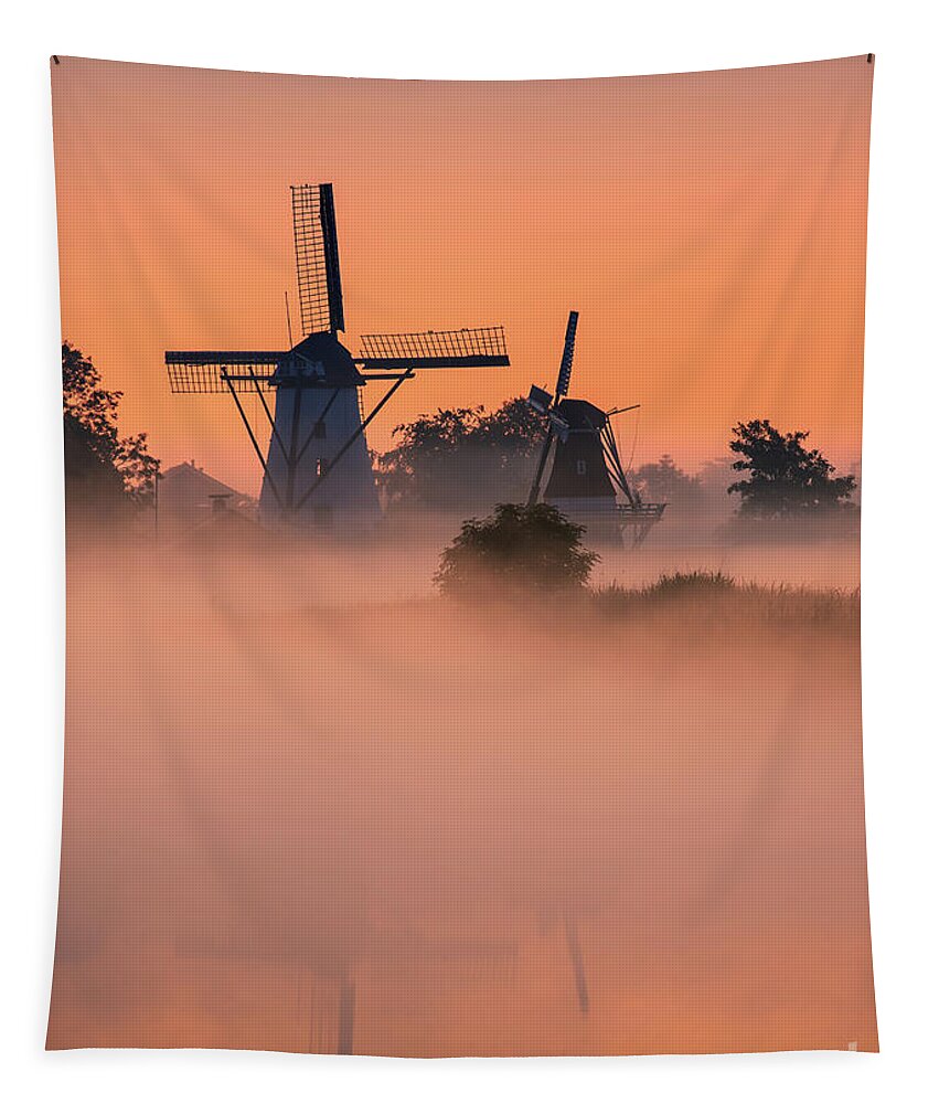 Sunrise Tapestry featuring the photograph Sunrise Ten Boer, Groningen, Netherlands by Henk Meijer Photography
