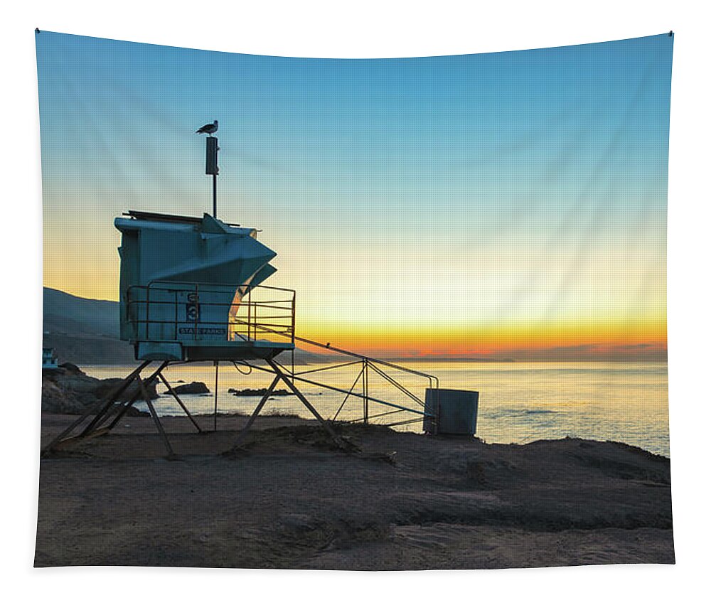 Beach Tapestry featuring the photograph Sunrise View from the Top of Leo Carrillo State Beach by Matthew DeGrushe