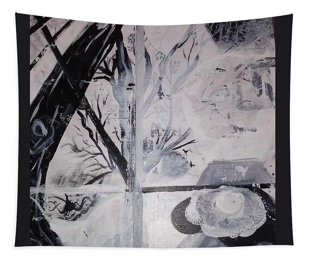 Abstract Tapestry featuring the painting Sunroom VIsta by Suzanne Berthier