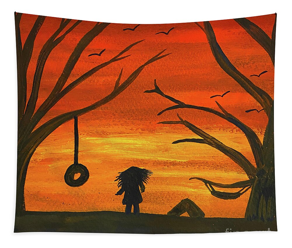Sunset Tapestry featuring the painting Sunset Adventure by Lisa Neuman