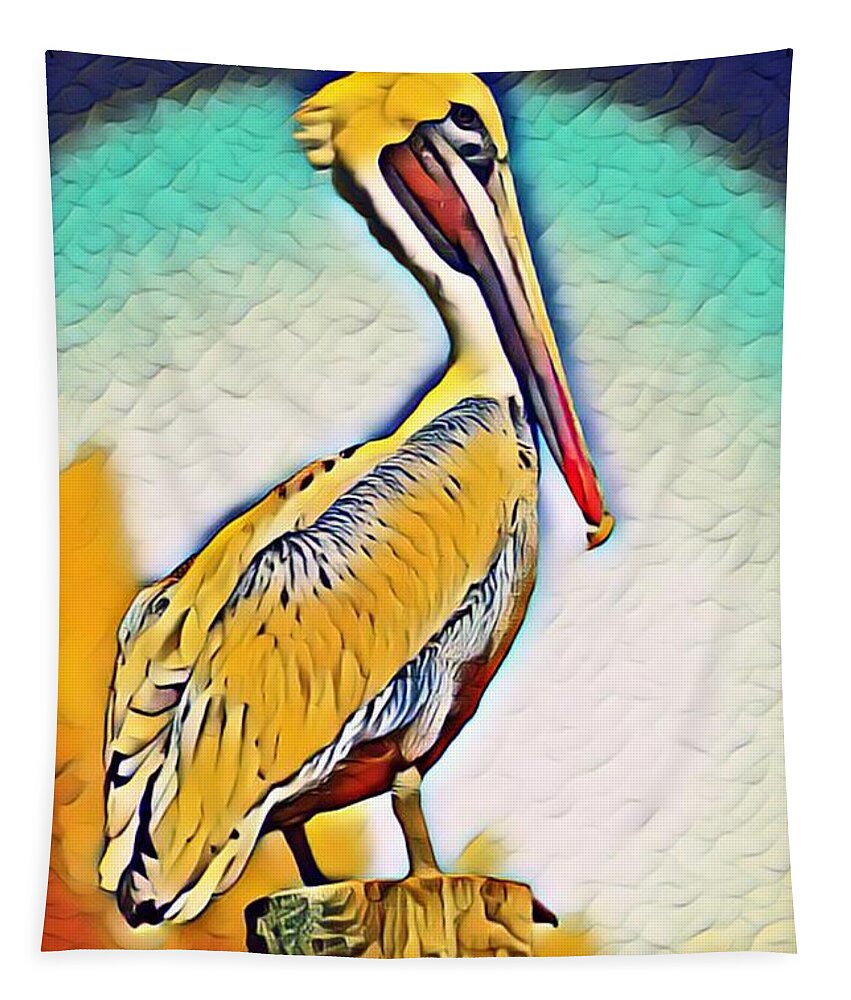 Pelican Tapestry featuring the photograph Sunset by Alison Belsan Horton