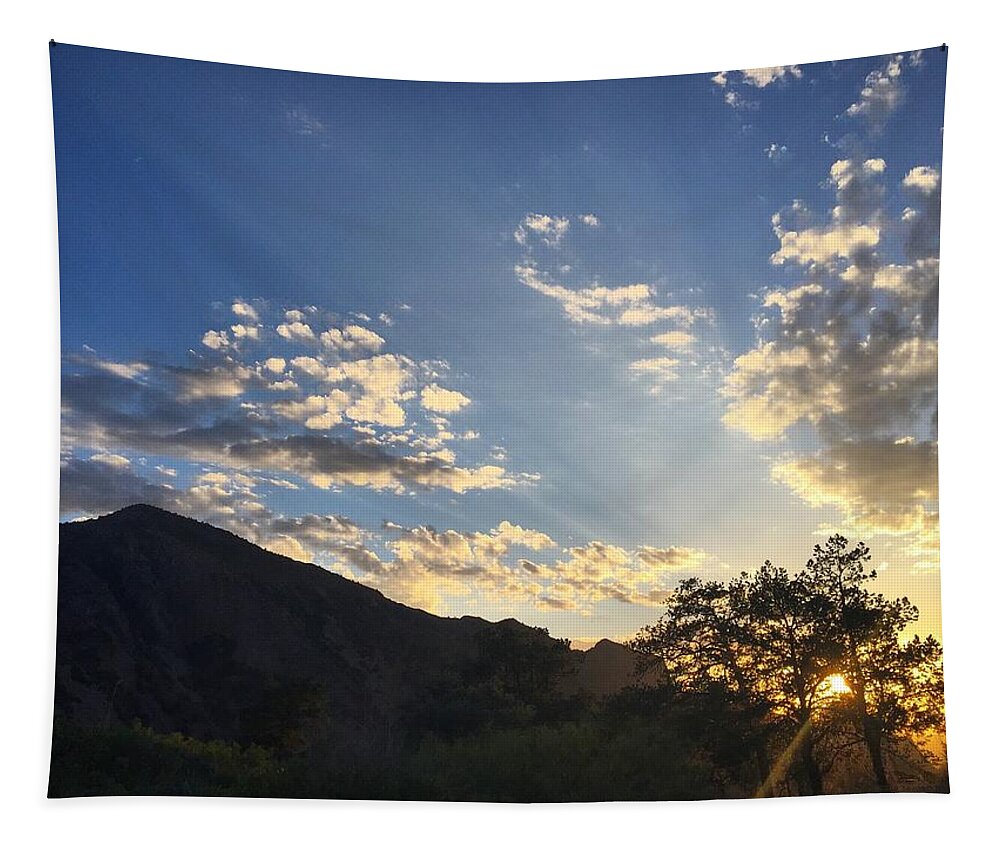 Mountains Tapestry featuring the photograph Sunset and mountains by Bettina X