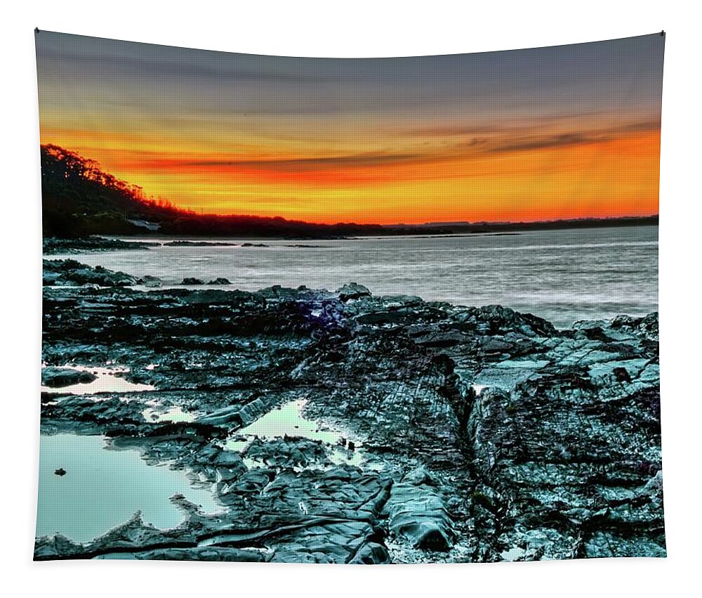 Australia Tapestry featuring the photograph Sunset and Rocks Cowie Beach by Frank Lee