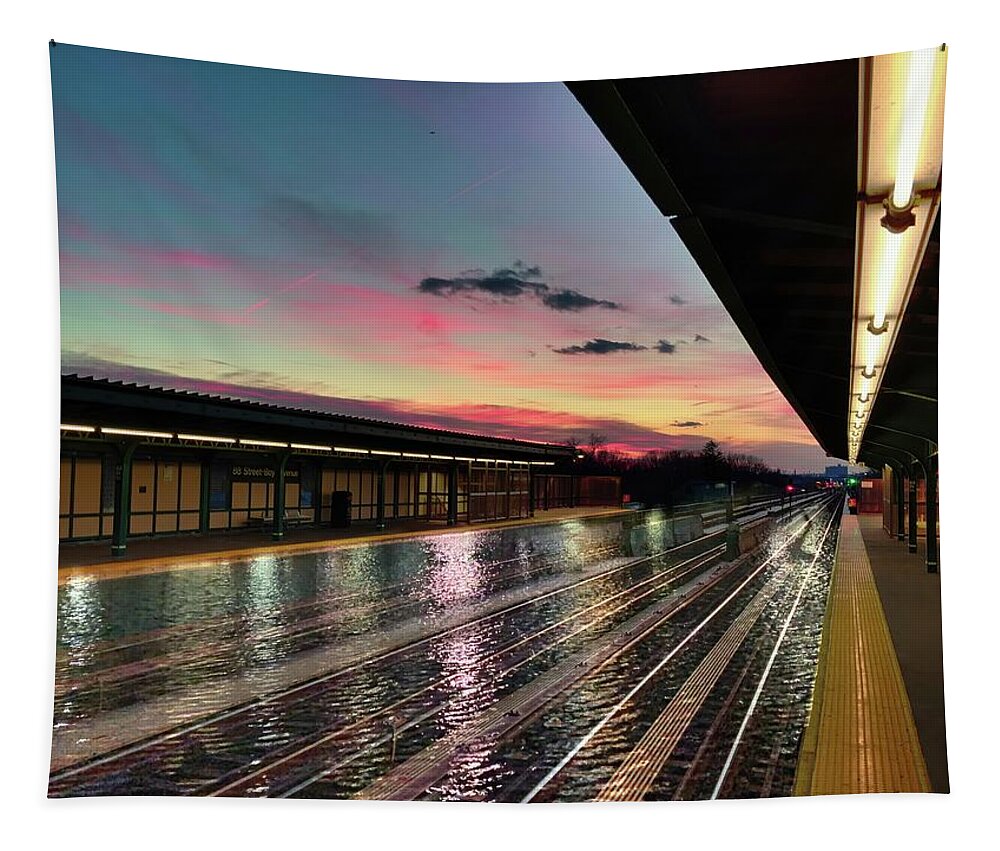 Queens Tapestry featuring the photograph Sunset at 88th St. by Carol Whaley Addassi