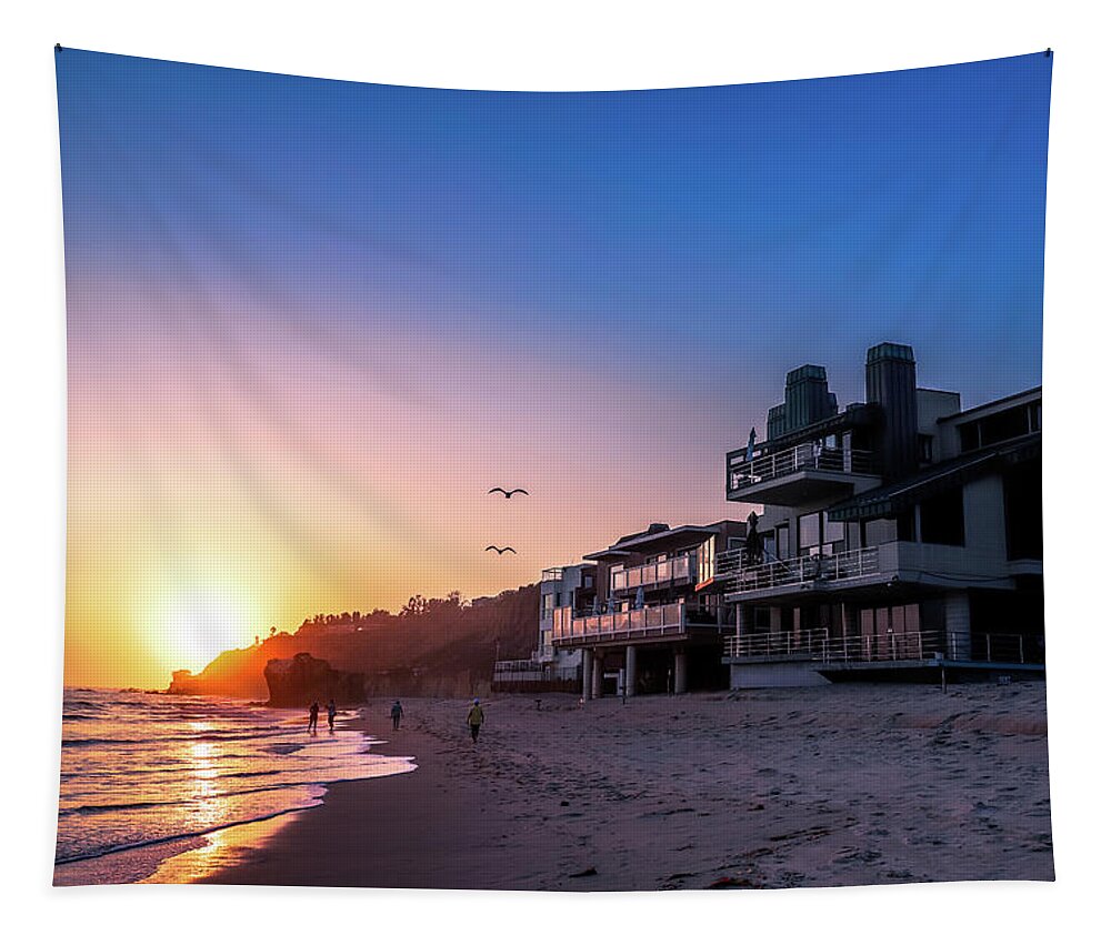 Sunset Tapestry featuring the photograph Sunset at El Matador by Marcus Jones