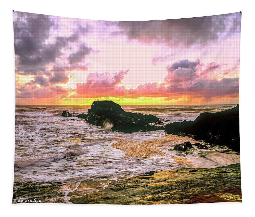Coast Tapestry featuring the photograph Sunset at Newport Coast by Randy Bradley