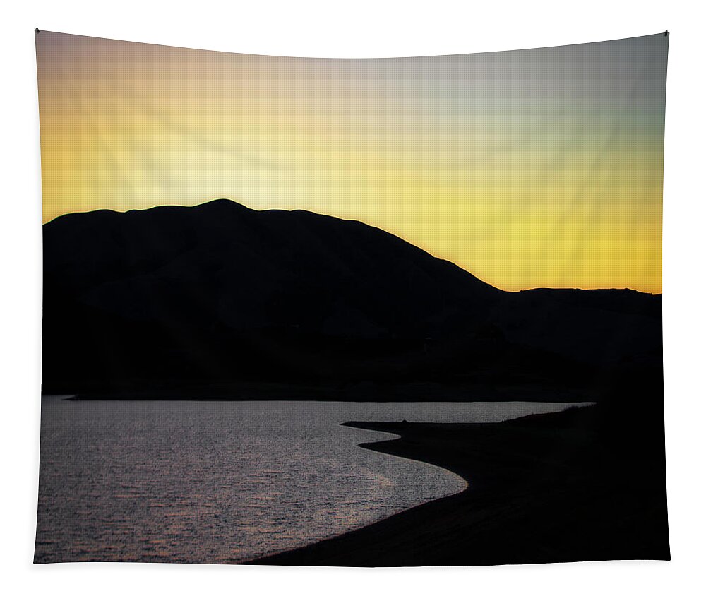 Sunset Tapestry featuring the photograph Sunset at Nicasio Reservoir by Donald Kinney