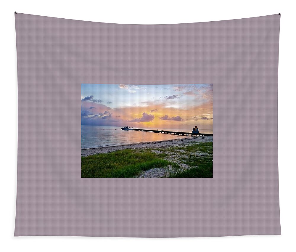 Sunset Tapestry featuring the photograph Sunset at the beach by De Aventureo