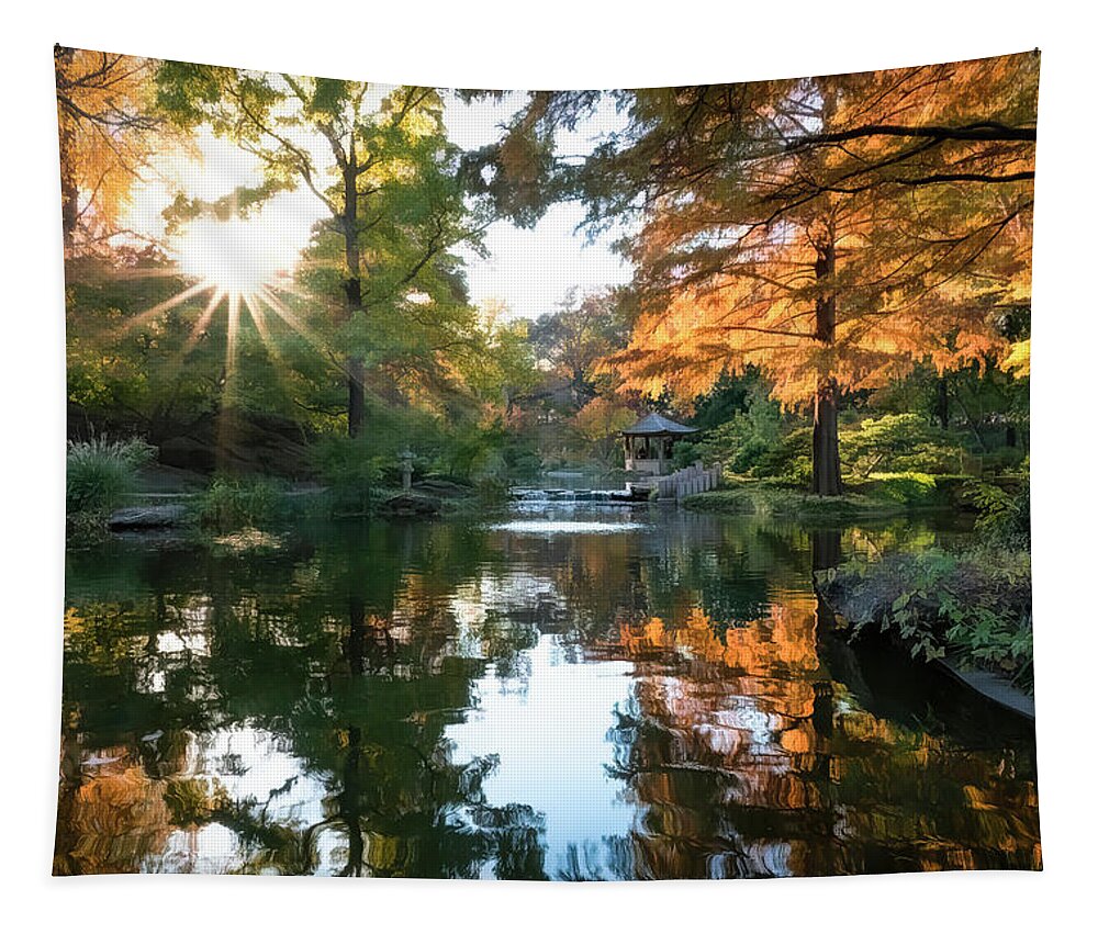 Sunset Tapestry featuring the photograph Sunset at the Pagoda by Cheri Freeman