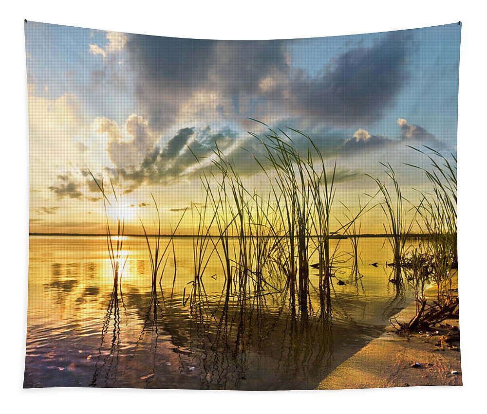 Clouds Tapestry featuring the photograph Sunset Breezes by Debra and Dave Vanderlaan
