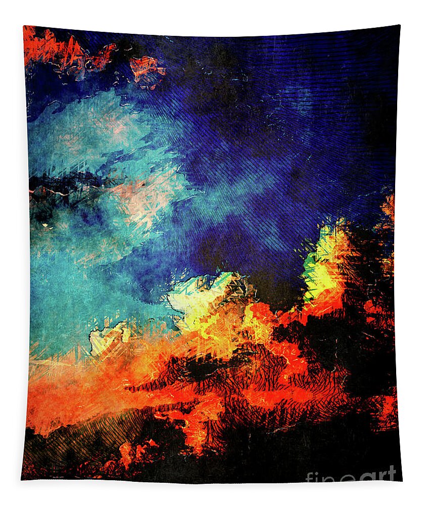Sunset Tapestry featuring the digital art Sunset Clouds by Phil Perkins