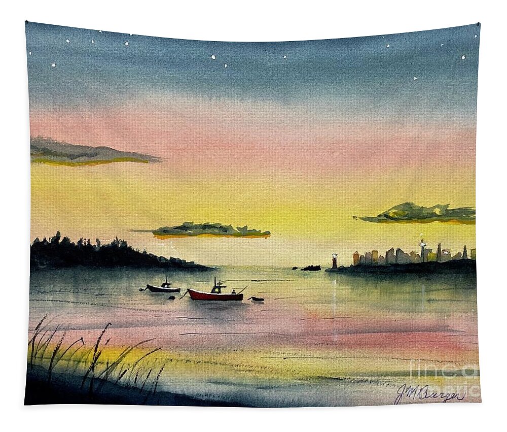 Cove Tapestry featuring the painting Sunset Cove by Joseph Burger