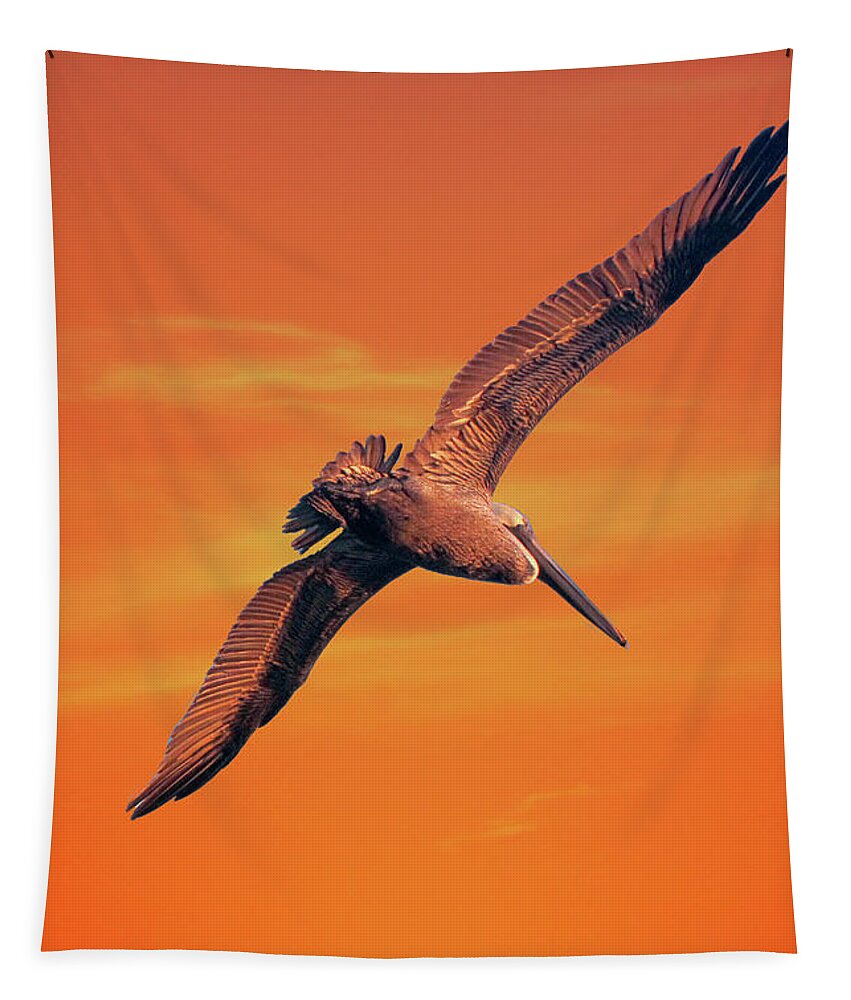 Nature Tapestry featuring the photograph Sunset Flight by Mariarosa Rockefeller
