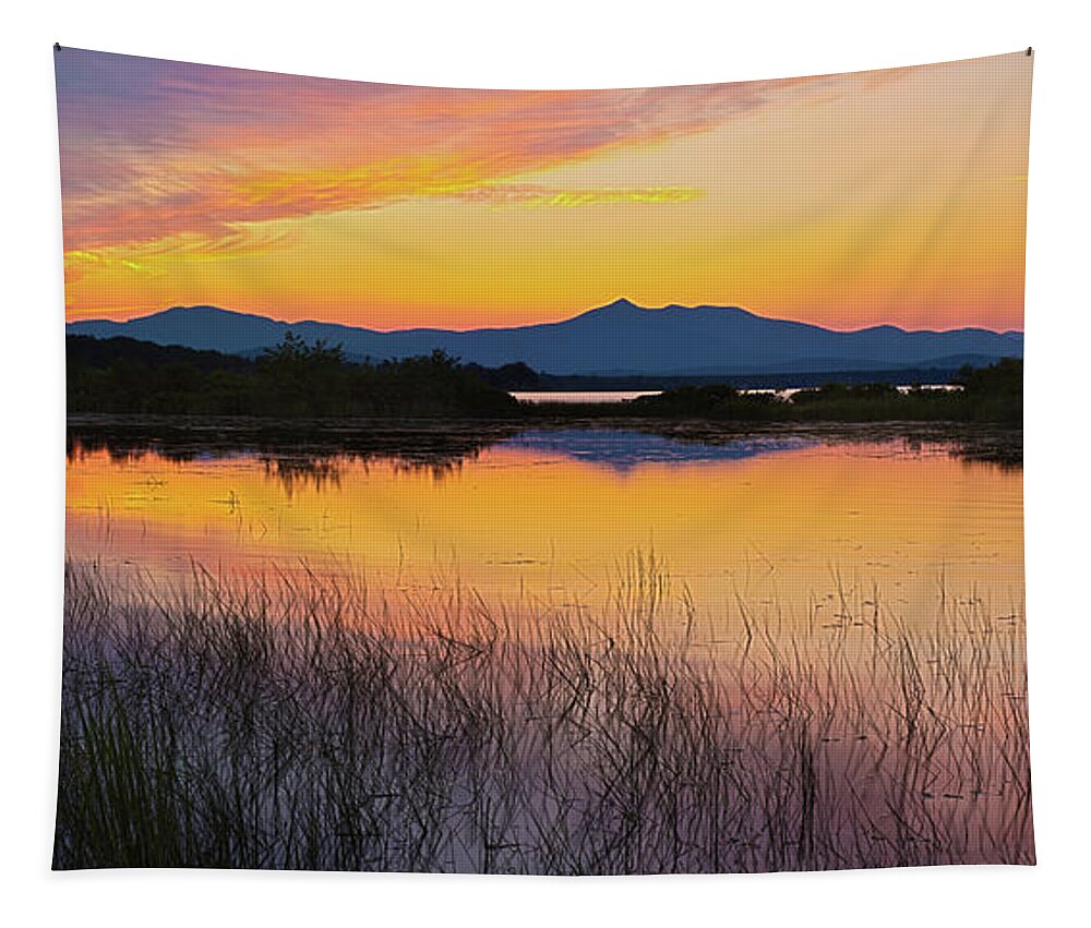 Ossipee Lake Tapestry featuring the photograph Sunset From The Pine River - Osspiee Lake, NH by John Rowe