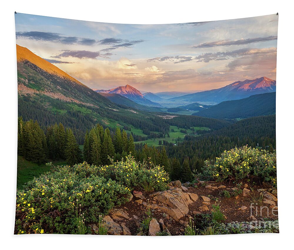 Crested Butte Tapestry featuring the photograph Sunset in the Crested Butte Mountains by Ronda Kimbrow