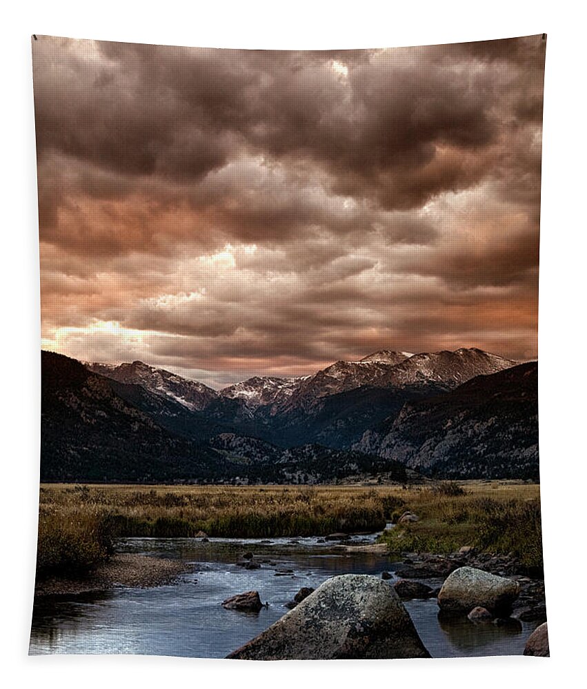 Mountains Tapestry featuring the photograph Sunset in the Mountains by Timothy Johnson