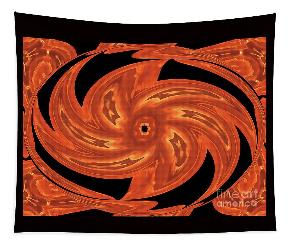 Sunset Tapestry featuring the digital art Sunset Kaleidoscope - Pinwheel by Charles Robinson