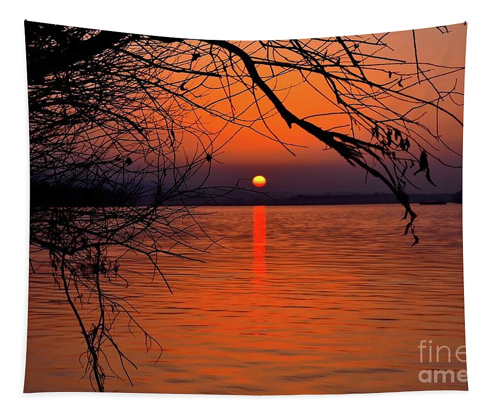 Love Tapestry featuring the photograph Sunset Kiss II by Leonida Arte