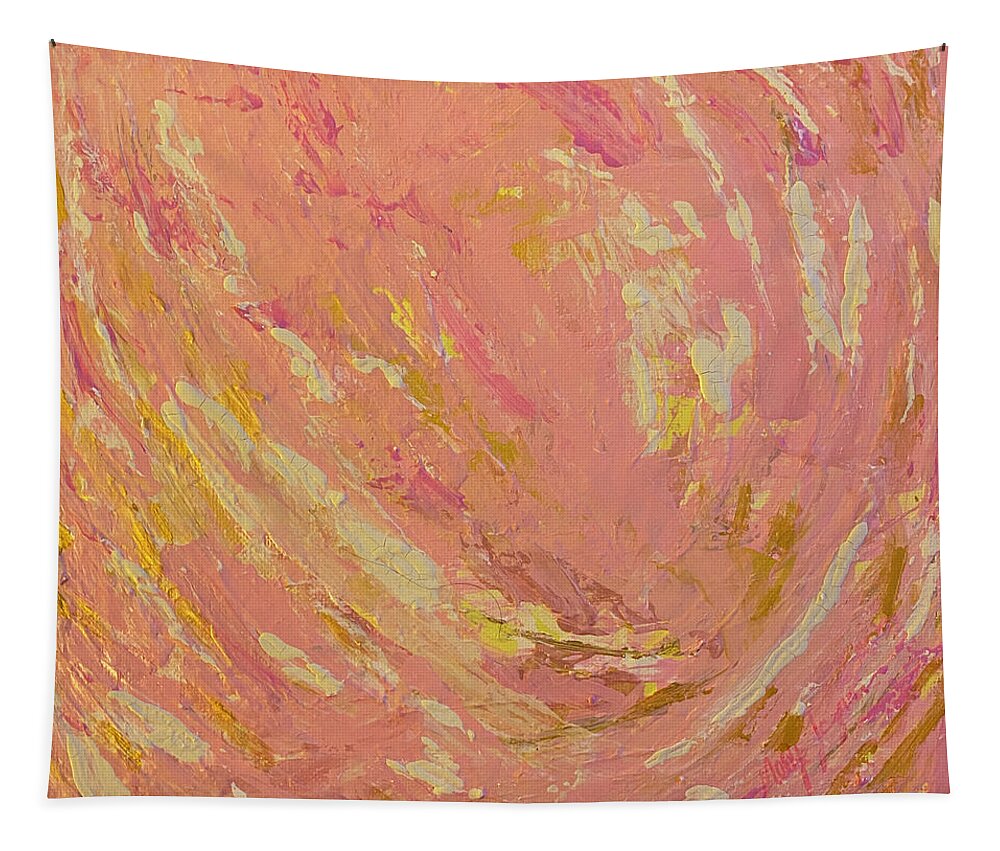 Pink Tapestry featuring the painting Sunset by Medge Jaspan