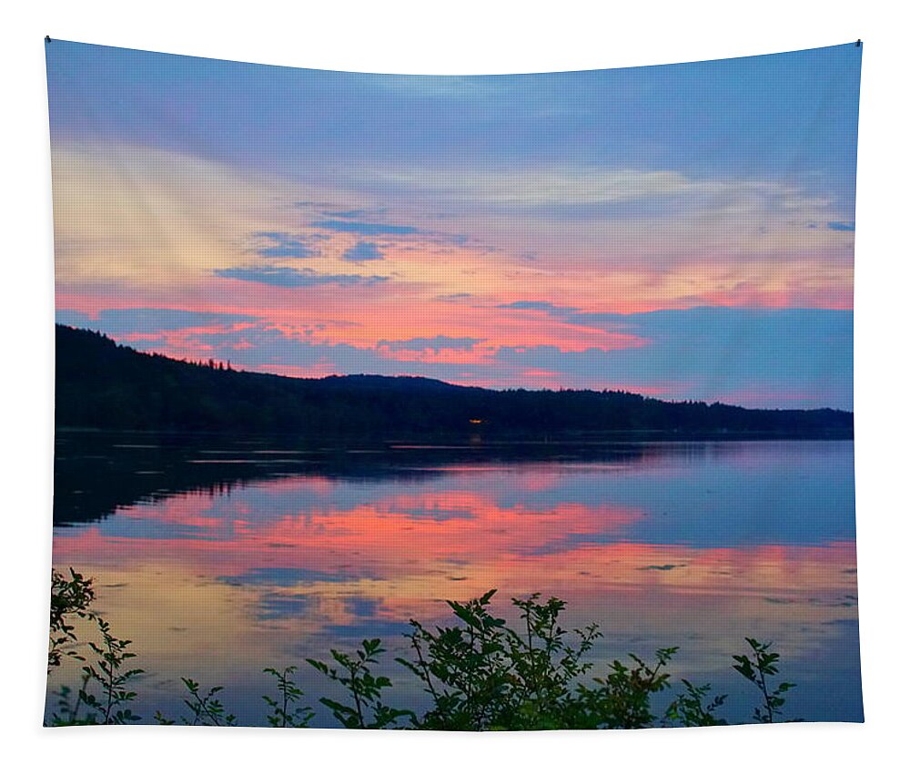 Landscape Tapestry featuring the photograph Sunset On Sequim Bay by Bill TALICH