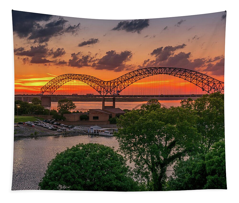Memphis Tapestry featuring the photograph Sunset on the Bluff by Darrell DeRosia