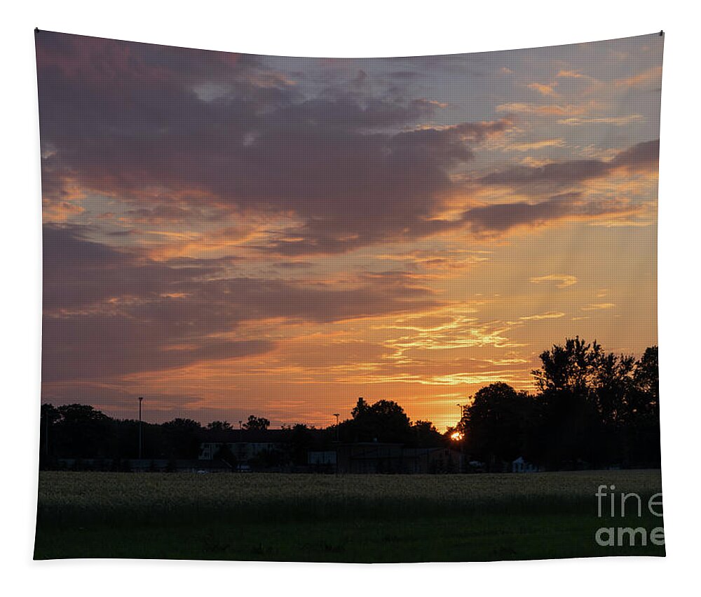 Sunset Tapestry featuring the photograph Sunset at the edge of the forest 1 by Adriana Mueller