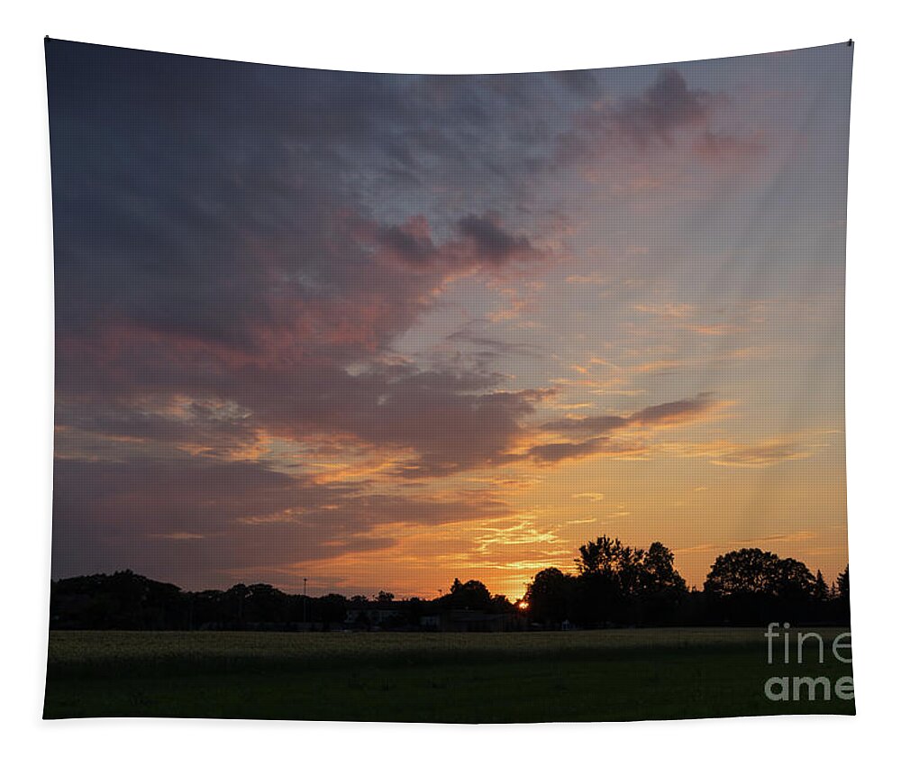 Sunset Tapestry featuring the photograph Sunset at the edge of the forest 2 by Adriana Mueller