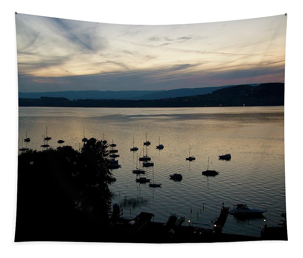 Outdoors Tapestry featuring the photograph Sunset on the lake by Riccardo Forte