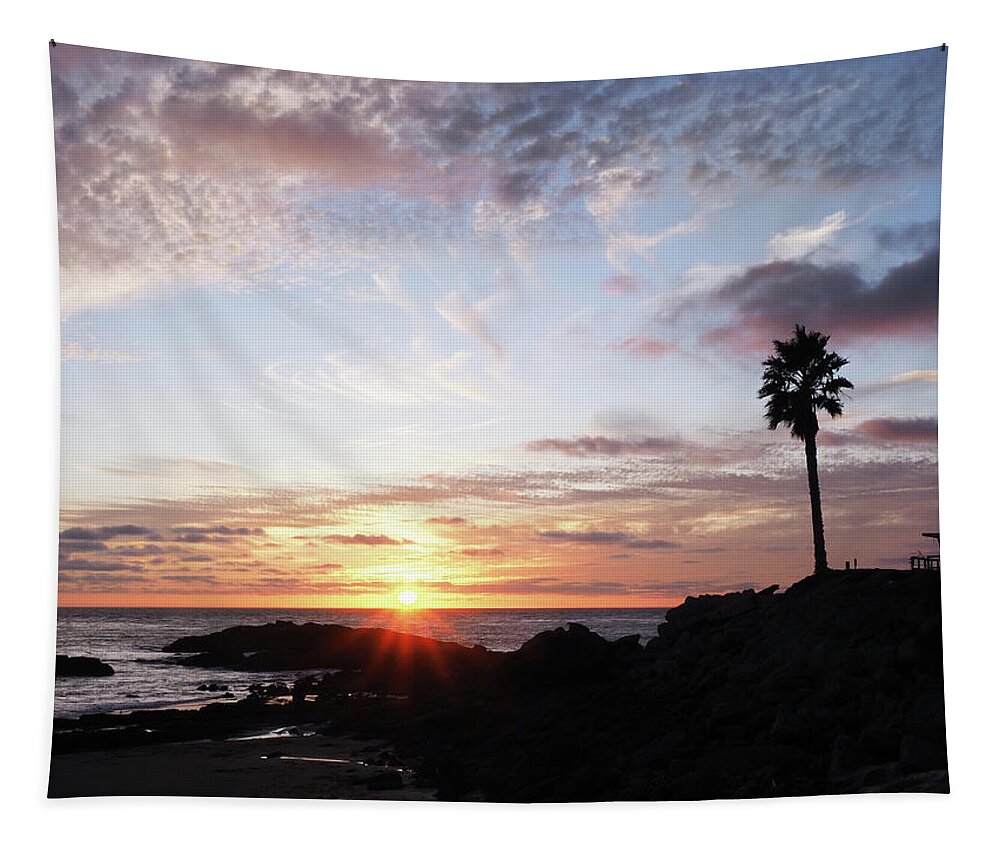San Pedro Ca Tapestry featuring the photograph Sunset On The Pacific from Royal Palms by Joe Schofield