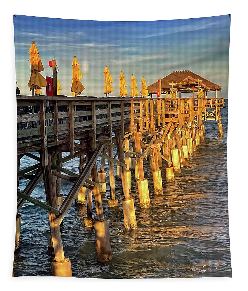 Pier Tapestry featuring the photograph Sunset on the Pier by George Taylor