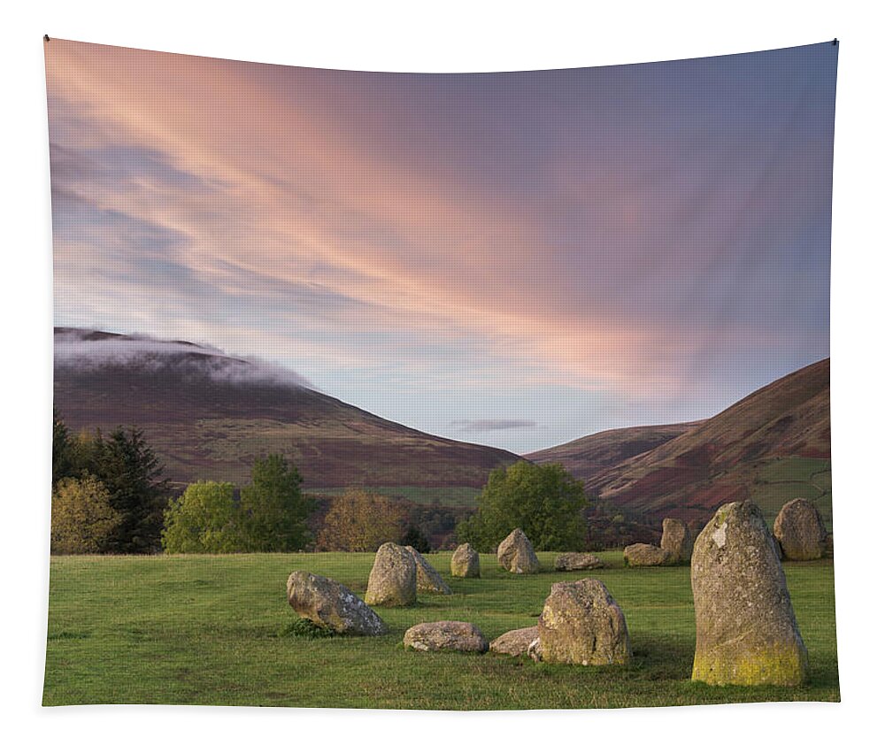 Cumbria Tapestry featuring the photograph Sunset Over Castlerigg, The Lake District, England, UK by Sarah Howard