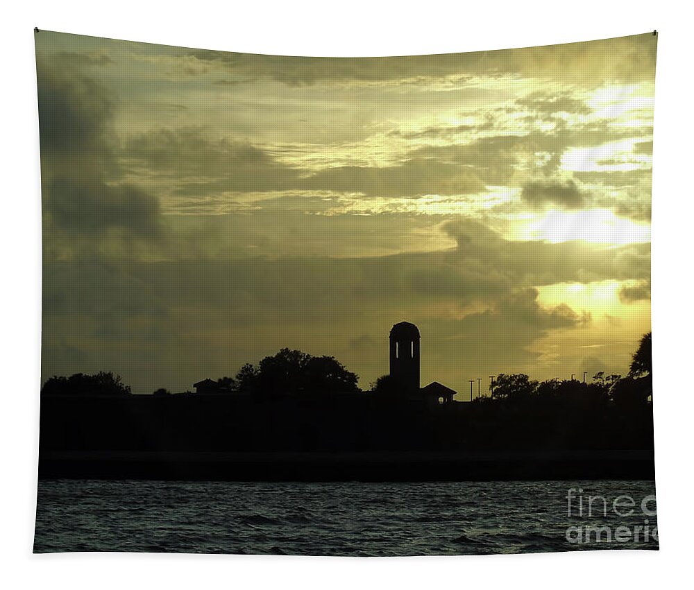 St Augustine Tapestry featuring the photograph Sunset Over The Castillo by D Hackett