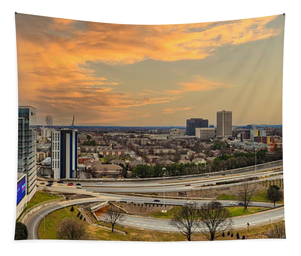 City Tapestry featuring the photograph Sunset Over the Cityscape in Atlanta by Marcus Jones
