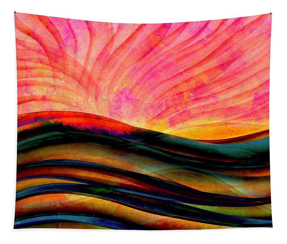 Palouse Tapestry featuring the digital art Sunset Over the Palouse Fields by Peggy Collins