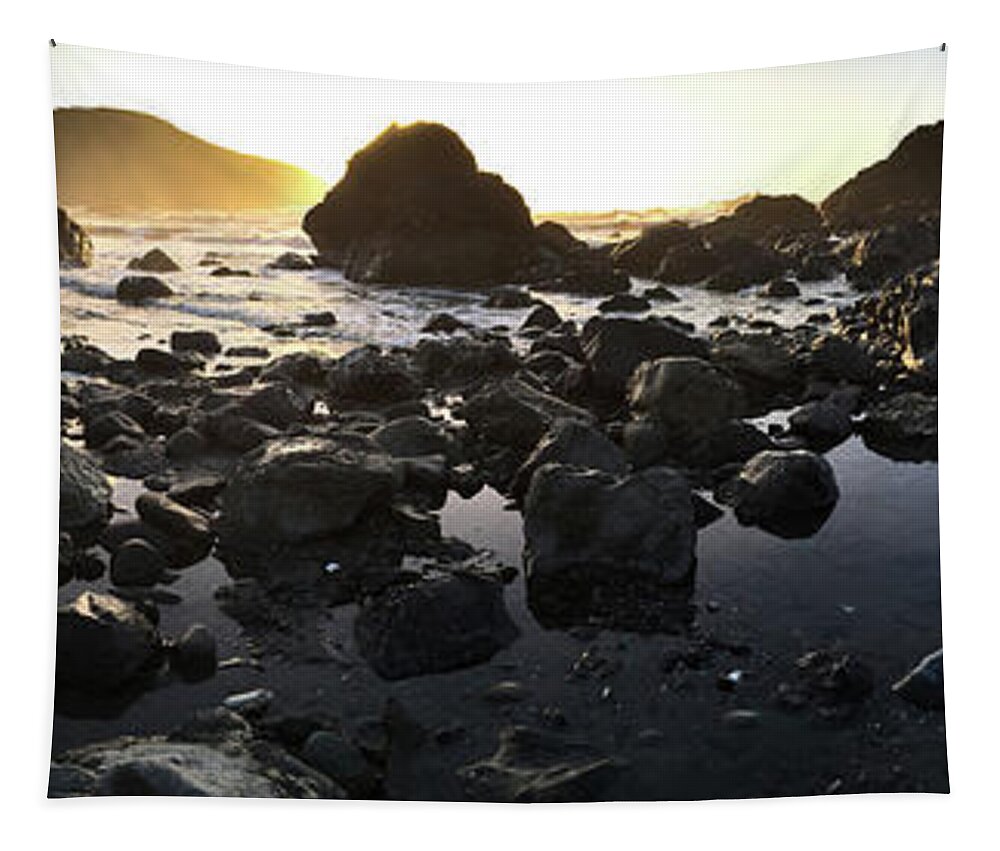 Sunset Tapestry featuring the photograph Sunset Over the Rocks by Shane Kelly