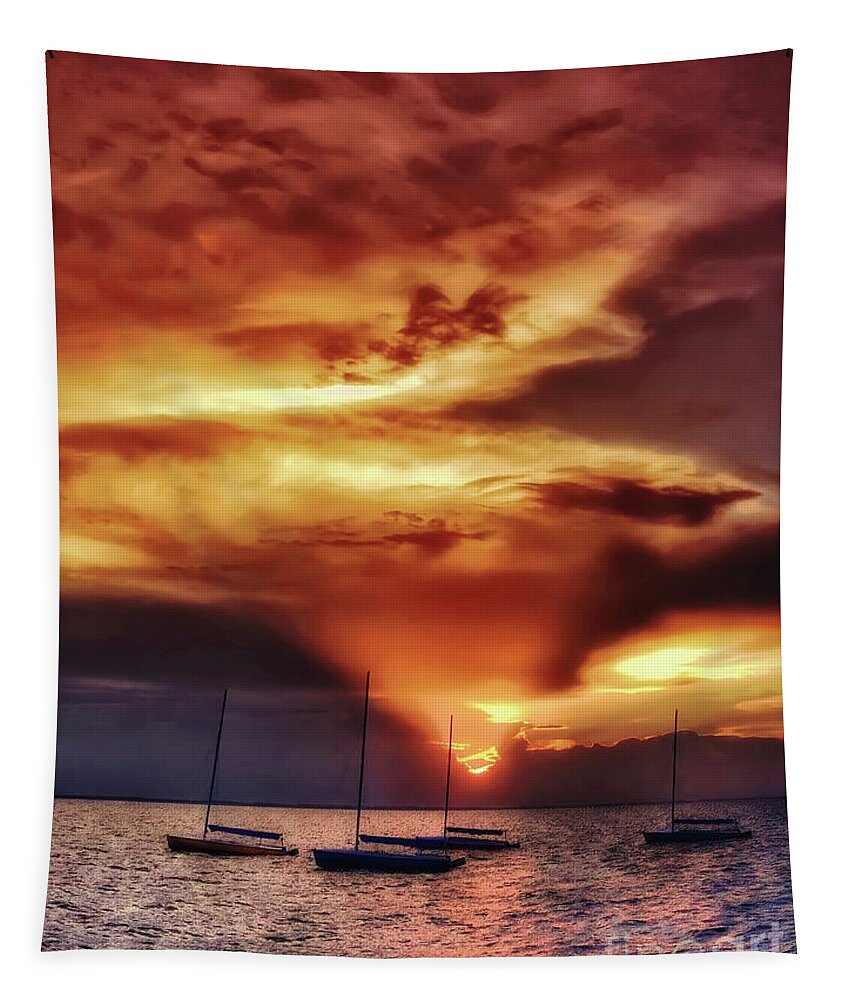Outer Banks Tapestry featuring the photograph Sunset Over The Sound by Lois Bryan